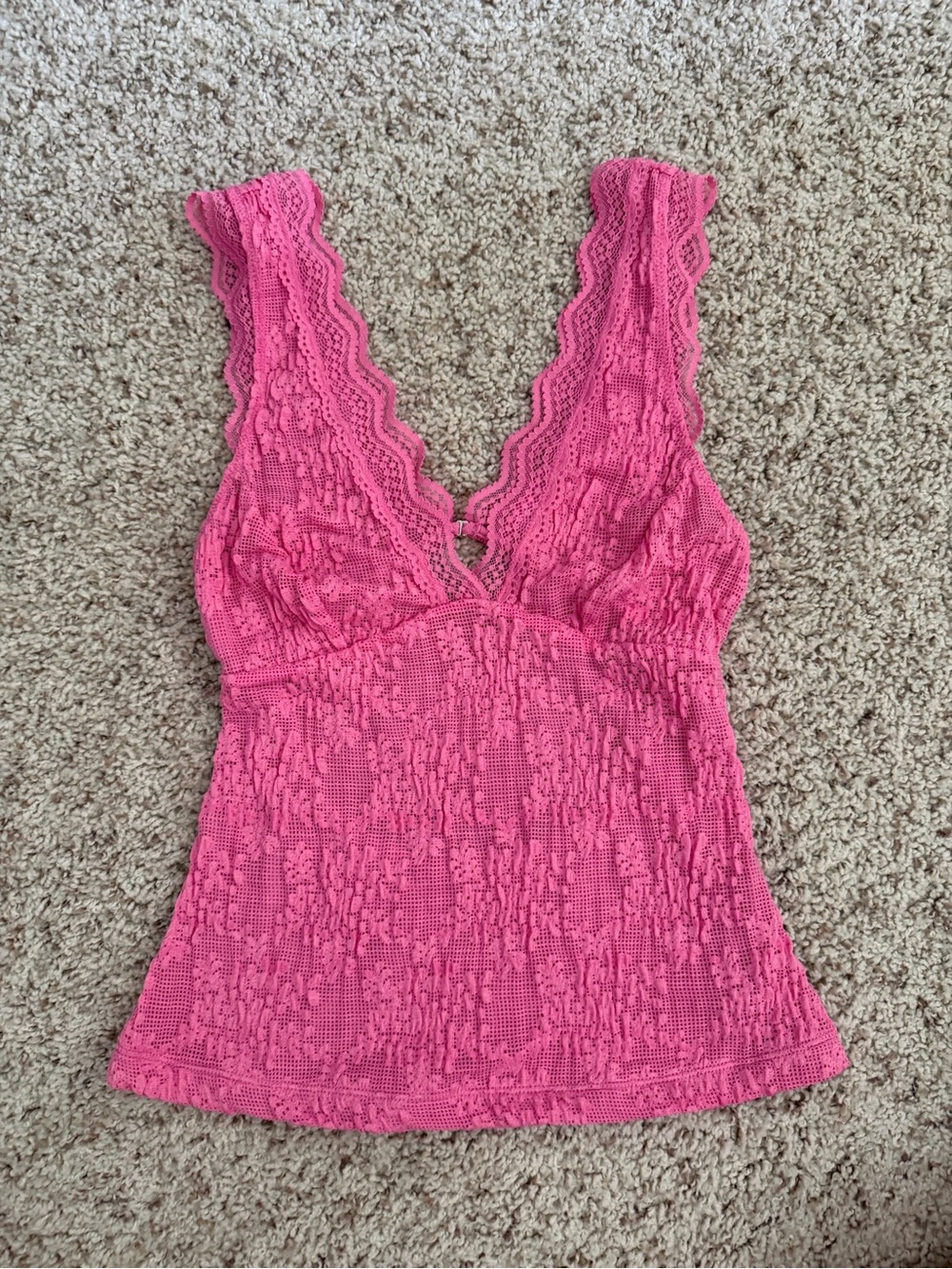 Free People Pink Lace V-Neck Camisole